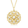 3.5-6mm Cultured Pearl Floral Filigree Pendant Necklace in 18kt Gold Over Sterling