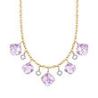 40.00 ct. t.w. Amethyst and .32 ct. t.w. Diamond Clover Necklace in 14kt Yellow Gold