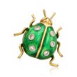 C. 1990 Vintage Green Enamel and .15 ct. t.w. Diamond Ladybug Pin in 18kt Yellow Gold