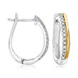 .10 ct. t.w. Diamond Hoop Earrings in 14kt Yellow Gold and Sterling Silver