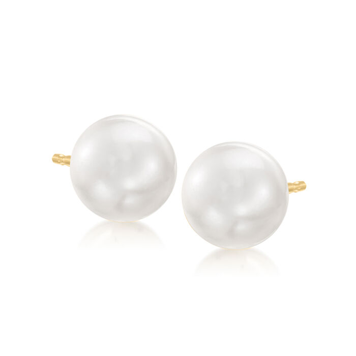 8-9mm Cultured Pearl Stud Earrings in 14kt Yellow Gold