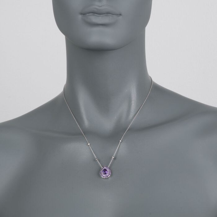 Gregg Ruth 1.60 ct. t.w. Amethyst and Diamond Necklace in 18kt White Gold     18-inch