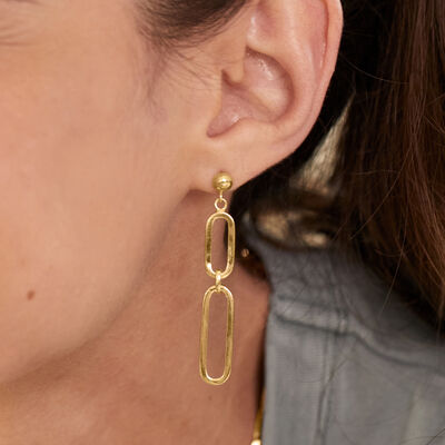 10kt Yellow Gold Paper Clip Link Drop Earrings