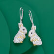 2.10 ct. t.w. White Topaz Bunny Drop Earrings in Two-Tone Sterling Silver