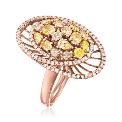 3.40 ct. t.w. Multicolored Diamond Swirl Ring in 18kt Rose Gold