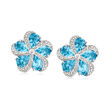 7.00 ct. t.w. Swiss Blue Topaz Flower Earrings in Sterling Silver