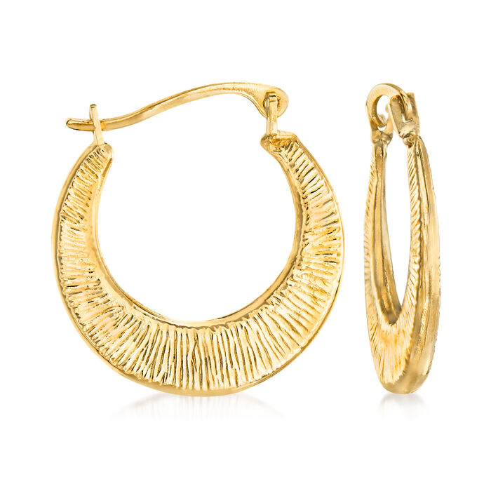 Textured and Polished 14kt Yellow Gold Hoop Earrings