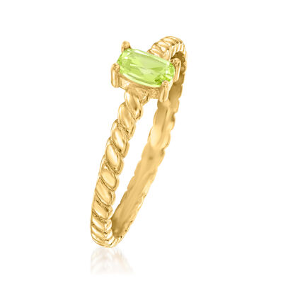 .20 Carat Peridot Twisted Ring in 18kt Gold Over Sterling