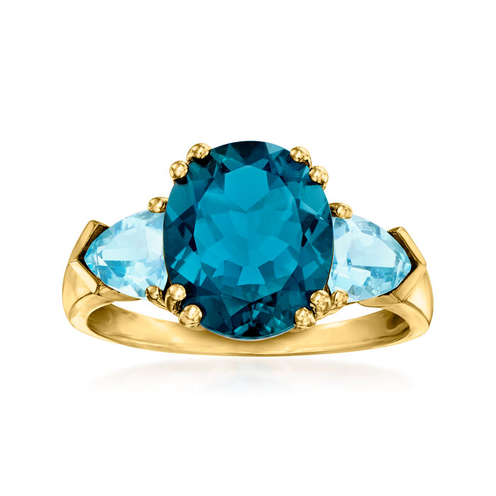 5.40 ct. t.w. Tonal Blue Topaz Three-Stone Ring in 14kt Yellow Gold