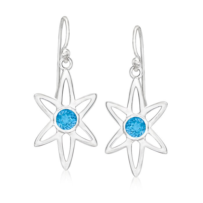 Zina Sterling Silver &quot;Galaxy&quot; .90 ct. t.w. Swiss Blue Topaz Drop Earrings