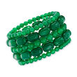 Green Chalcedony Bead Jewelry Set: Five Stretch Bracelets