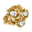 C. 1960 Vintage 9.5-10mm Gray Cultured South Sea Pearl and Textured 18kt Yellow Gold Pin