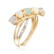 Opal and .11 ct. t.w. Diamond Curved Ring in 14kt Yellow Gold
