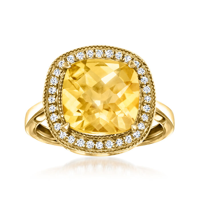 3.00 Carat Citrine and .15 ct. t.w. Diamond Ring in 14kt Yellow Gold