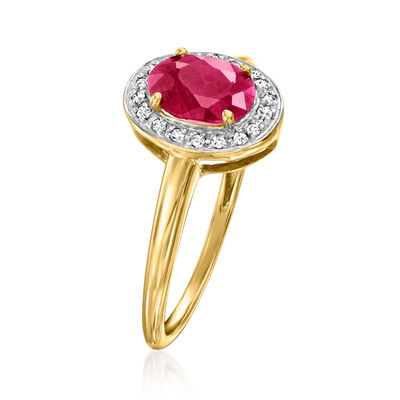 1.00 Carat Ruby Ring with Diamond Accents in 18kt Gold Over Sterling