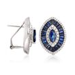 5.40 ct. t.w. Sapphire and .64 ct. t.w. Diamond Marquise-Shaped Earrings in 18kt White Gold