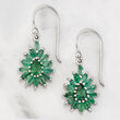 3.00 ct. t.w. Emerald Cluster Drop Earrings in Sterling Silver