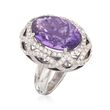 C. 2000 Vintage 11.00 Carat Amethyst and 1.50 ct. t.w. Diamond Ring in 18kt White Gold