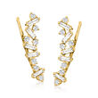.50 ct. t.w. Round and Baguette Diamond Ear Climbers in 14kt Yellow Gold