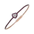 1.00 ct. t.w. Ruby and .46 ct. t.w. Diamond Heart Bangle Bracelet in 18kt Rose Gold