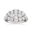 C. 1990 Vintage 1.36 ct. t.w. Diamond Flower Ring in Platinum