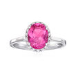 C. 1990 Vintage 1.90 Carat Pink Tourmaline and .20 ct. t.w. Diamond Ring in 14kt White Gold