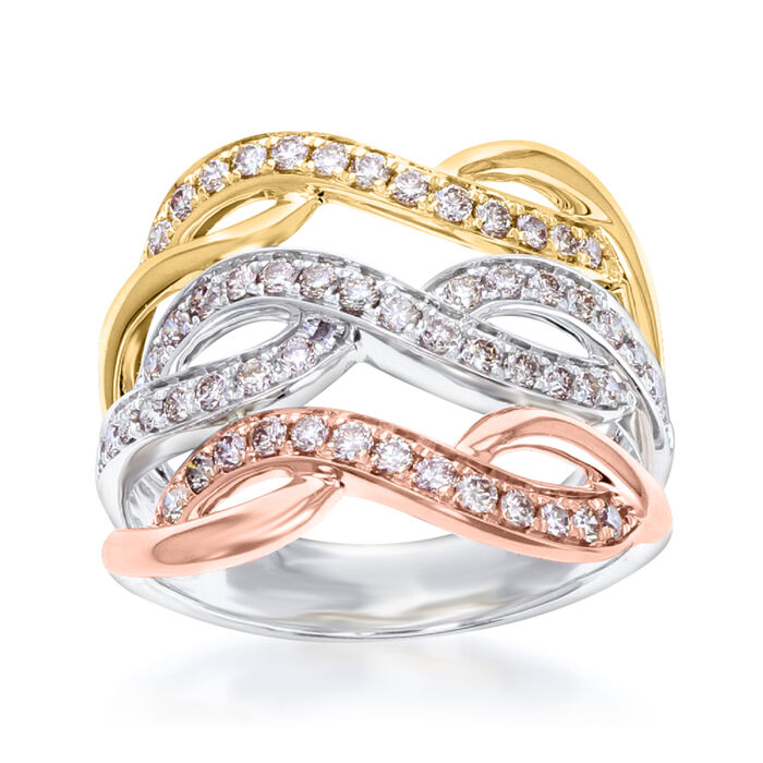 Le Vian &quot;Creme Brulee&quot; .79 ct. t.w. Nude Diamond Multi-Row Ring in 14kt Tri-Colored Gold