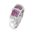 .60 ct. t.w. Pink Sapphire and .10 ct. t.w. Diamond Dome Ring in 14kt White Gold
