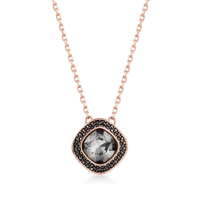 Swarovski Crystal &quot;Latitude&quot; Clear Crystal Halo Necklace in Rose Gold-Plated Metal
