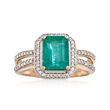 2.10 Carat Emerald and .27 ct. t.w. Diamond Ring in 14kt Yellow Gold