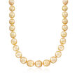 10-13mm Cultured Golden South Sea Pearl Necklace with 14kt Yellow Gold