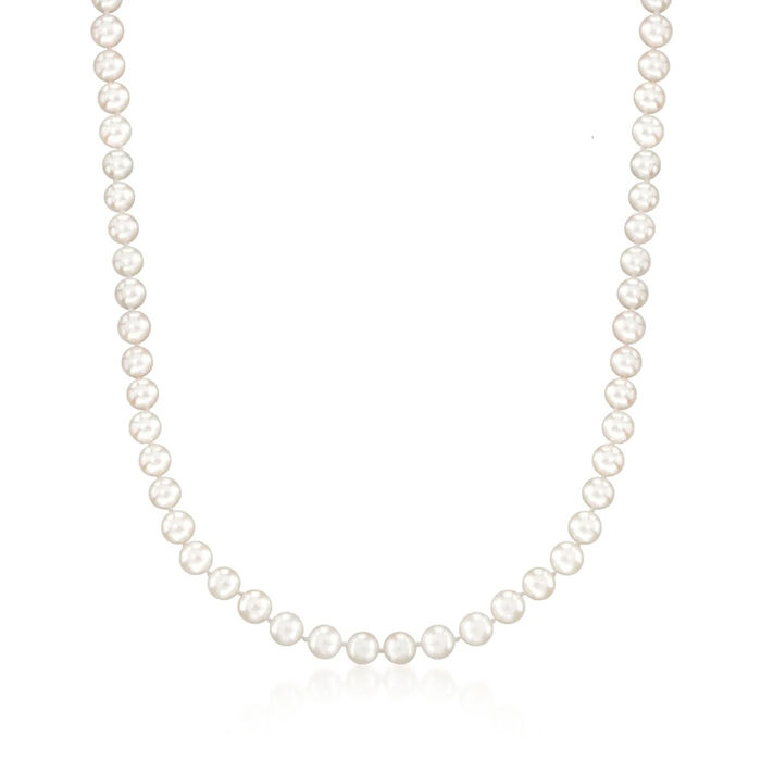 6-6.5mm Cultured Akoya Pearl Necklace with 18kt Yellow Gold