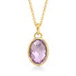 5.50 Carat Oval Amethyst Pendant Necklace in 18kt Gold Over Sterling