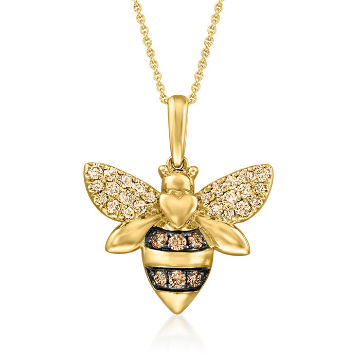 Le Vian .52 ct. t.w. Nude and Chocolate Diamond Bumblebee Pendant Necklace in 14kt Honey Gold