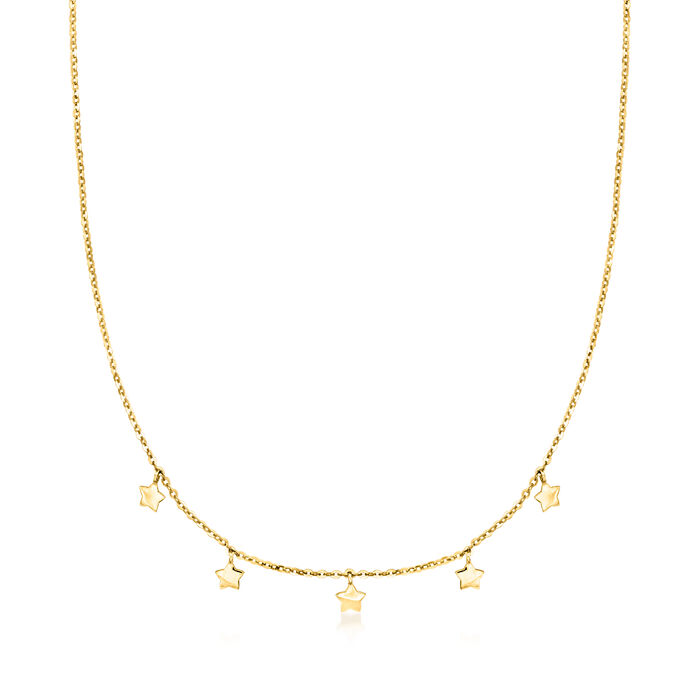 Child's 14kt Yellow Gold Star Drop Station Necklace