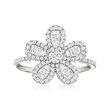 .77 ct. t.w. Diamond Flower Ring in 18kt White Gold