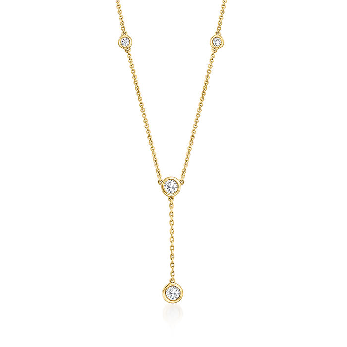 .50 ct. t.w. Bezel-Set Diamond Station Y-Necklace in 14kt Yellow Gold