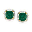 4.00 ct. t.w. Emerald and .19 ct. t.w. Diamond Earrings in 18kt Gold Over Sterling