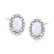 Opal Stud Earrings with Diamond Accents in Sterling Silver