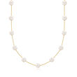 7-7.5mm Cultured Pearl Station Necklace in 14kt Yellow Gold