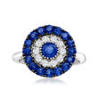 1.60 ct. t.w. Sapphire and .30 ct. t.w. Diamond Ring in 14kt White Gold