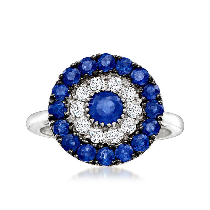 1.60 ct. t.w. Sapphire and .30 ct. t.w. Diamond Ring in 14kt White Gold