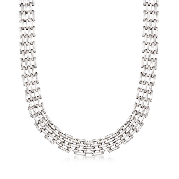 Sterling Silver Multi-Row Oval-Link Necklace