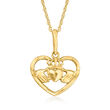 10kt Yellow Gold Claddagh Heart Pendant Necklace