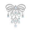 C. 1960 Vintage 17.75 ct. t.w. Aquamarine and 9.50 ct. t.w. Diamond Pin/Bib Necklace in 18kt White Gold