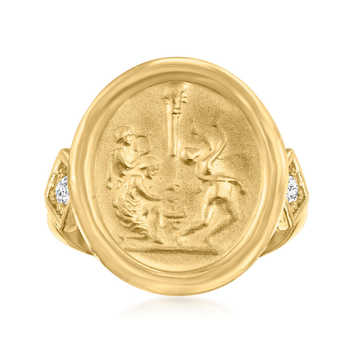 Italian Tagliamonte Cameo-Style Ring with Diamond Accents in 18kt Gold Over Sterling