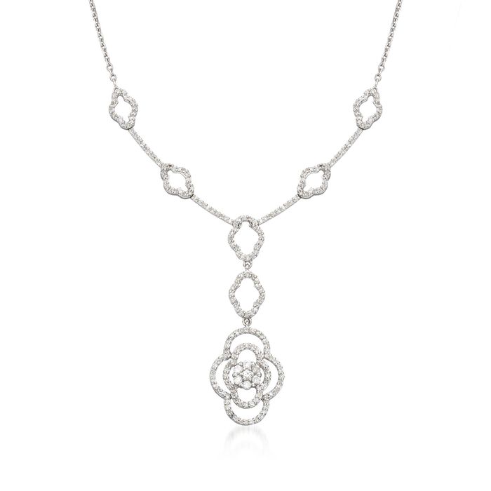 .73 ct. t.w. Diamond Flower Y-Necklace in 14kt White Gold