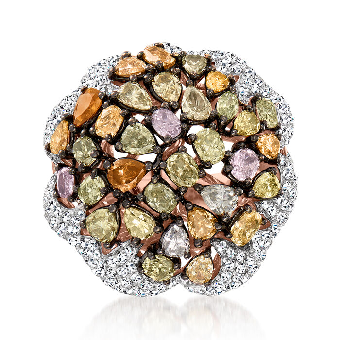 4.95 ct. t.w. Multicolored Diamond Dome Ring in 18kt Rose Gold