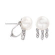 11-11.5mm Cultured Pearl and .66 ct. t.w. Diamond Drop Earrings in 14kt White Gold