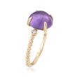 4.00 Carat Cabochon Amethyst Ring with Diamond Accents in 14kt Yellow Gold